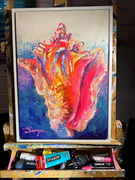 Listen: 18x24 Framed Hand-Embellished Giclée