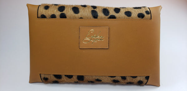 Erika Lynn Brown Cheetah Cow Hair on Hide Clutch