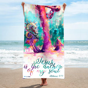 “Warhorse” Seahorse and Anchor Beach Towel